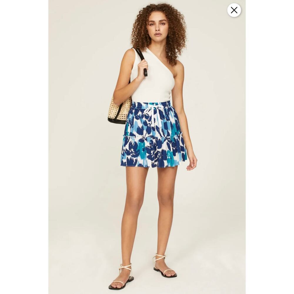 Peter Som Collective Women's Blue Drawstring Mini Floral Skort, Size 6 EUC